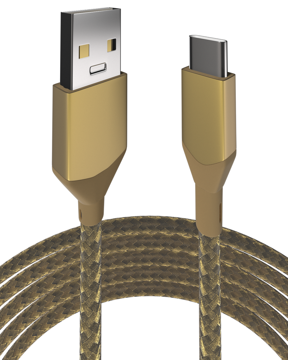 AmpSentrix Infinity 3 ft USB-C to USB-C Cable (Gold)
