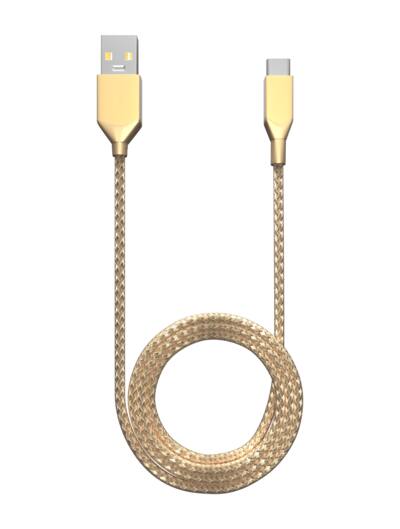 AmpSentrix Infinity 6 ft USB-C to USB-A Cable (Gold)